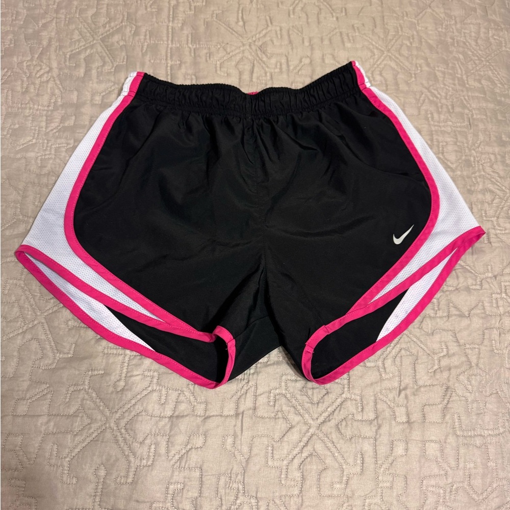 Nike Women's Black and Pink Running Shorts (Small)